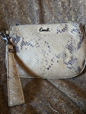 Coach Taupe Snake skin Wristlet